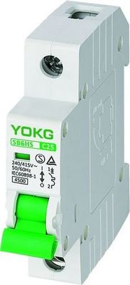 4.5KA MCB Type BCD Single Phase SB6HS 230V 400V 10A 63A Type B C D Curve