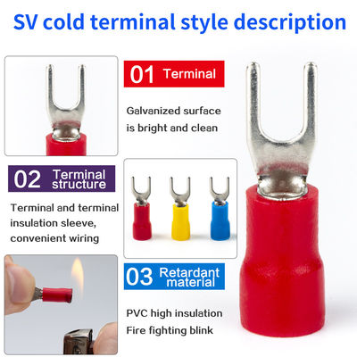 Y Type Insulated Crimp Terminal Fork Spade Splice Wire Connector SV